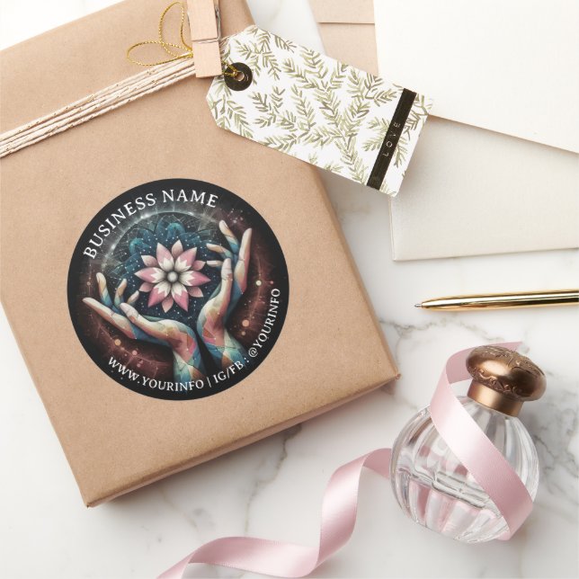 Pegatina Redonda Terapia Masajista Manos curativas Energía Spa Grac (Regalar)