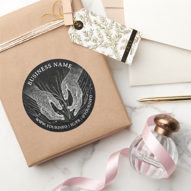 Pegatina Redonda Terapia Masajista Manos curativas Energía Spa Grac (Regalar)