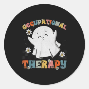 Pegatina Redonda Terapia Ocupacional Ot Halloween Fantasma Retro Ot