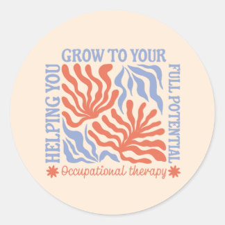 Pegatina Redonda Terapia Ocupacional Retro Floral | Terapeuta