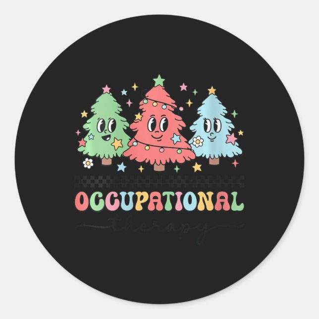 Pegatina Redonda Terapia Ocupacional Terapia Ota Retro (Anverso)