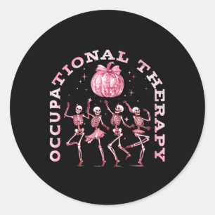 Pegatina Redonda Terapia Ocupacional Vintage Dancing Skeleton Ot H