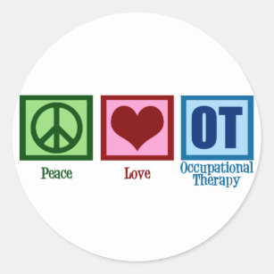Pegatina Redonda Terapia profesional del amor de la paz