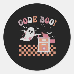 Pegatina Redonda Terapia respiratoria Código Halloween Boo Spookee 