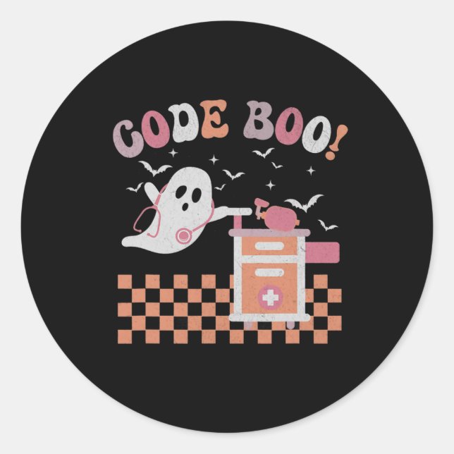 Pegatina Redonda Terapia respiratoria Código Halloween Boo Spookee  (Anverso)