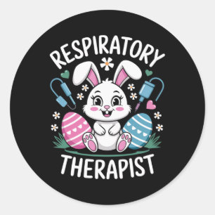 Pegatina Redonda Terapia Respiratoria Cuidadosa Rt Bunny Ears Easte