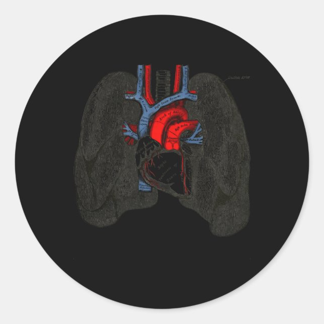 Pegatina Redonda Terapia Respiratoria Lung Nerd Fun Rt (Anverso)