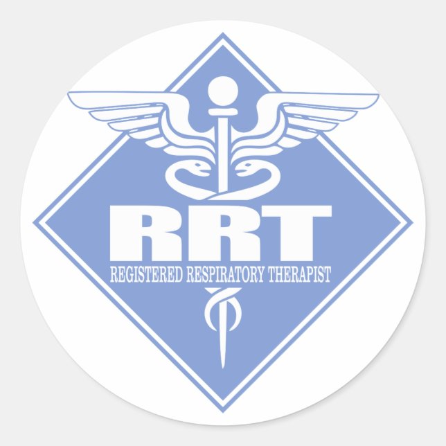 Pegatina Redonda Terapia Respiratoria Registrada RRT (Anverso)