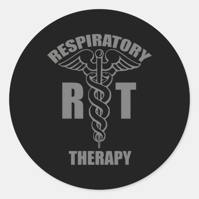 Pegatina Redonda Terapia Respiratoria Terapia Rt Caduceus Médico (Anverso)