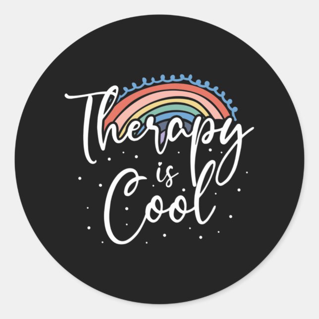 Pegatina Redonda Terapias Mente Estabilidad Conciencia (Anverso)