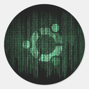 Pegatina Redonda Terminal de Linux verde