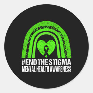 Pegatina Redonda Terminar con el Estigma Conciencia de la Salud Men
