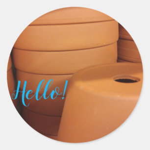 Pegatina Redonda Terra Cotta Pots