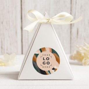 Pegatina Redonda Terracota, abstracto verde pintado mínimo moderno