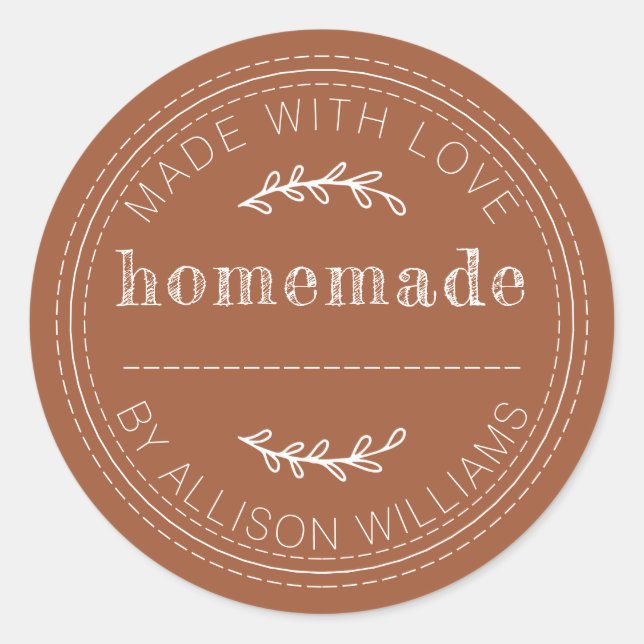 Pegatina Redonda Terracota de Lata de Mermelada de Repostería Caser (Anverso)