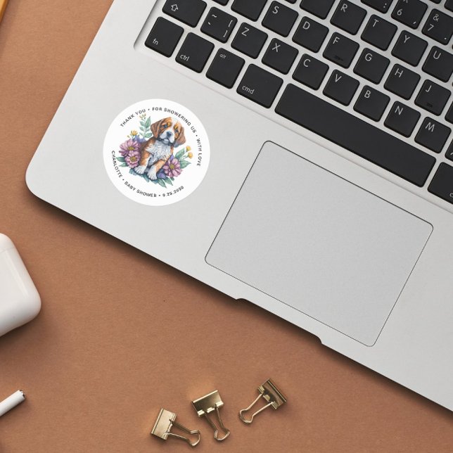 Pegatina Redonda Terracota de perro de pipa moderna Baby Shower (Subido por el creador)