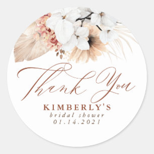 Pegatina Redonda Terracota Floral Exótico Boho Gracias