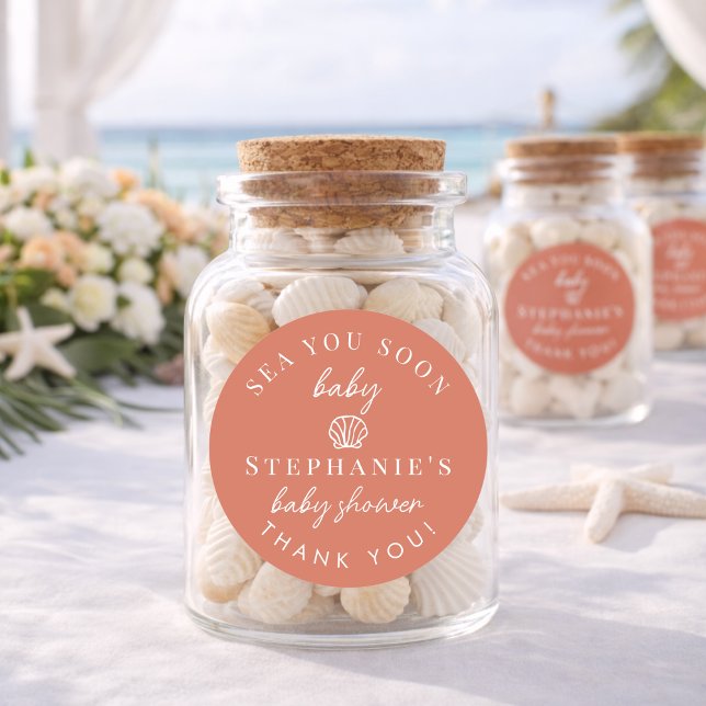 Pegatina Redonda Terracota Mar Te Veo Pronto Gracias Baby Shower (Subido por el creador)