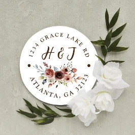 Pegatina Redonda Terracota Naranja Quemada Tarjeta de Regreso de Bo