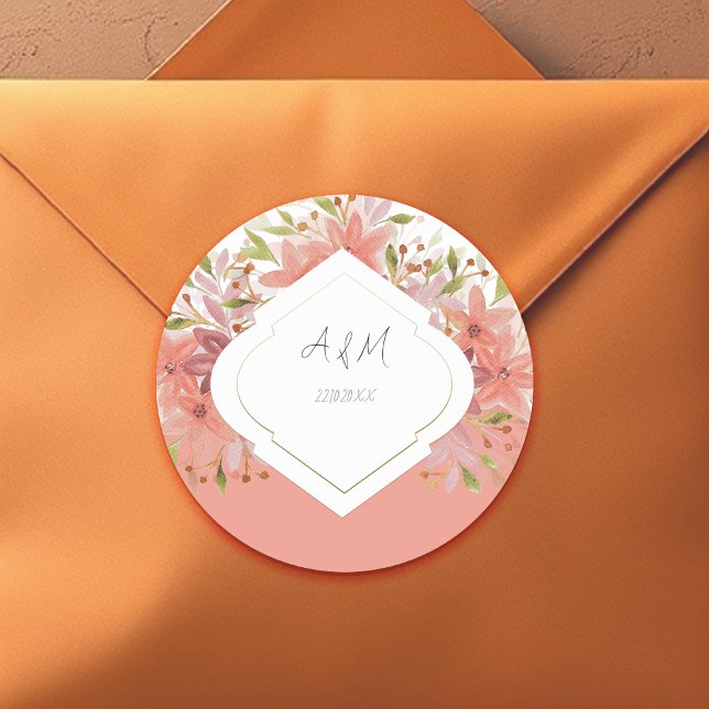 Pegatina Redonda Terracota orgánica Tierra acuarela Floral arte (Subido por el creador)