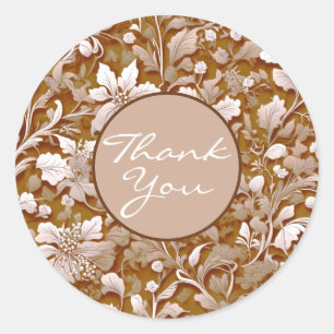 Pegatina Redonda Terracota quemada Naranja Boho botánico moderno