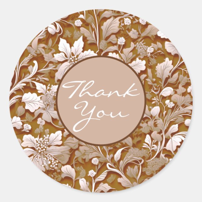 Pegatina Redonda Terracota quemada Naranja Boho botánico moderno (Anverso)