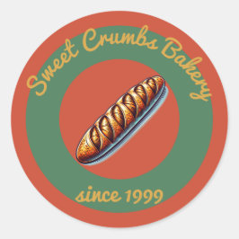 Pegatina Redonda Terracota rústica de panadería, verde, amarillo mo