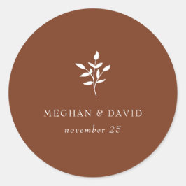 Pegatina Redonda Terracota rústica simple Boda botánico moderno