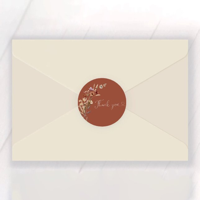 Pegatina Redonda Terracota Tiny Wildflower Bridal Shower (Subido por el creador)