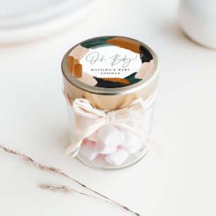 Pegatina Redonda Terracota verde abstracta acuática ducha de bebé c