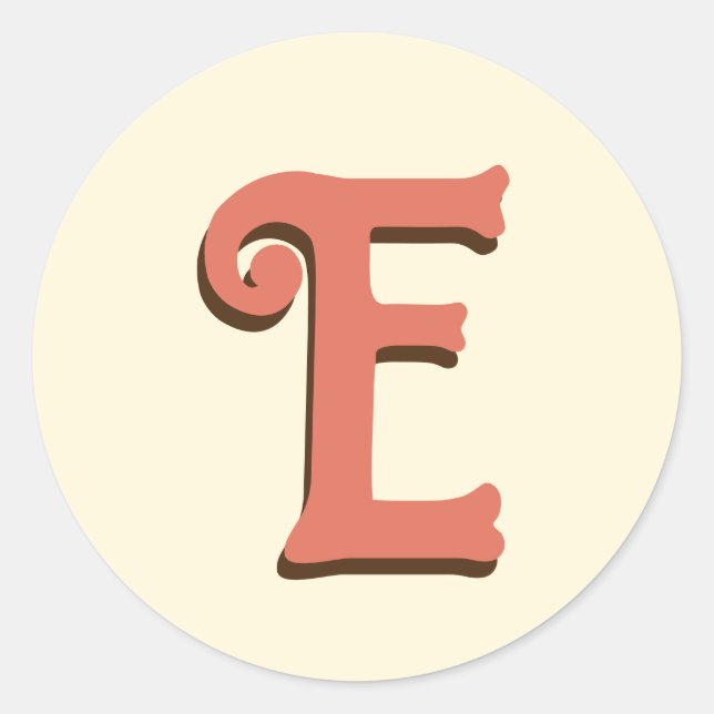 Pegatina Redonda Terracotta 3D Letra inicial moderna | Marfil Cream (Anverso)