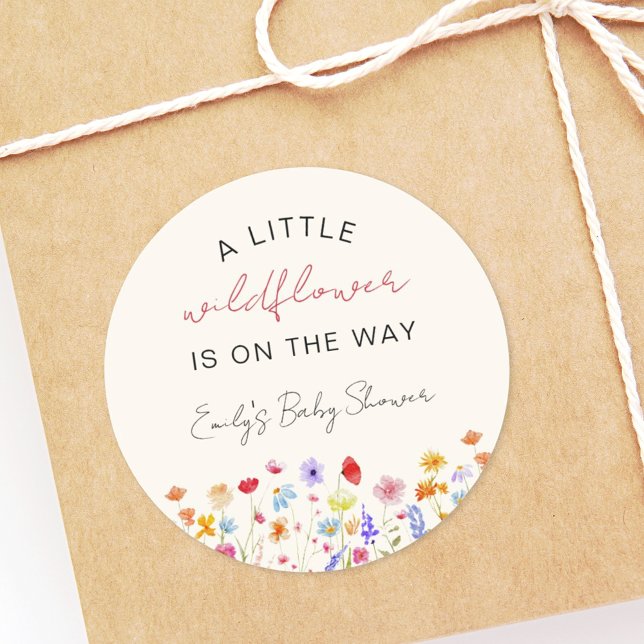 Pegatina Redonda Terracotta A Little Wildflower Baby Shower (Subido por el creador)
