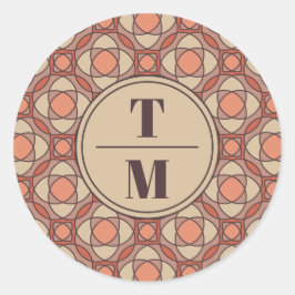 Pegatina Redonda Terracotta and Mauve Art Deco Wedding Favor