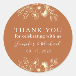 Pegatina Redonda Terracotta Boda Gracias