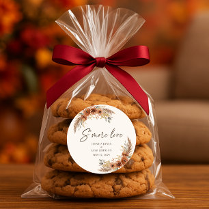 Pegatina Redonda Terracotta Boho Cae Boda Floral Más Favores