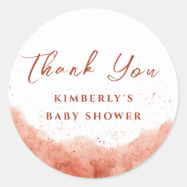 Pegatina Redonda Terracotta Boho Desert Baby Shower Gracias