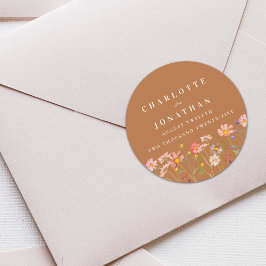 Pegatina Redonda Terracotta Boho Floral Fall Wedding