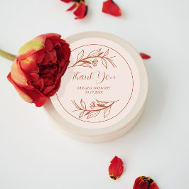 Pegatina Redonda Terracotta Boho Gracias Favor De La Boda