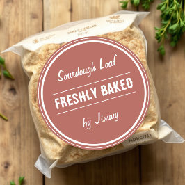 Pegatina Redonda Terracotta Brown | Recién horneado por