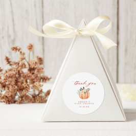 Pegatina Redonda Terracotta Calabaza Baby Shower Gracias