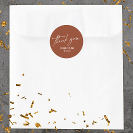 Pegatina Redonda Terracotta de escritura a mano contemporánea Graci