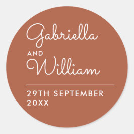 Pegatina Redonda Terracotta Elegant Script Favor