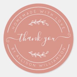 Pegatina Redonda Terracotta Homemade Thank You Label