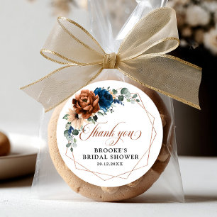 Pegatina Redonda Terracotta Marina Azul Verde Geométrico Gracias