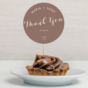 Pegatina Redonda Terracotta minimalista bohemia gracias boda