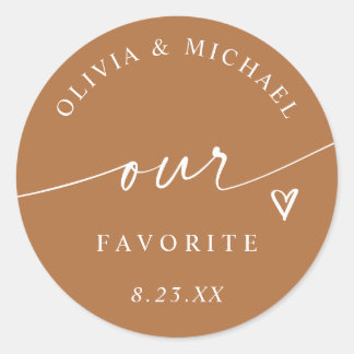 Pegatina Redonda Terracotta Orange Our Favorite Wedding Treat Bag