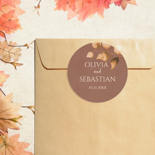 Pegatina Redonda Terracotta otoño deja Boho otoño Wedding (Subido por el creador)
