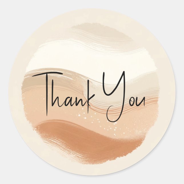 Pegatina Redonda Terracotta Peach & Beige Bohemian Boda moderno (Anverso)