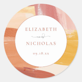 Pegatina Redonda Terracotta Sunrise | Boda de monograma