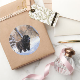 Pegatina Redonda Terranova deja que nieve Navidades